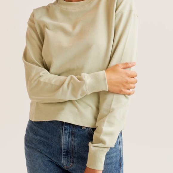 KOTN — Airy Cropped Crewneck Sweatshirt Moss - Picture 3 of 7